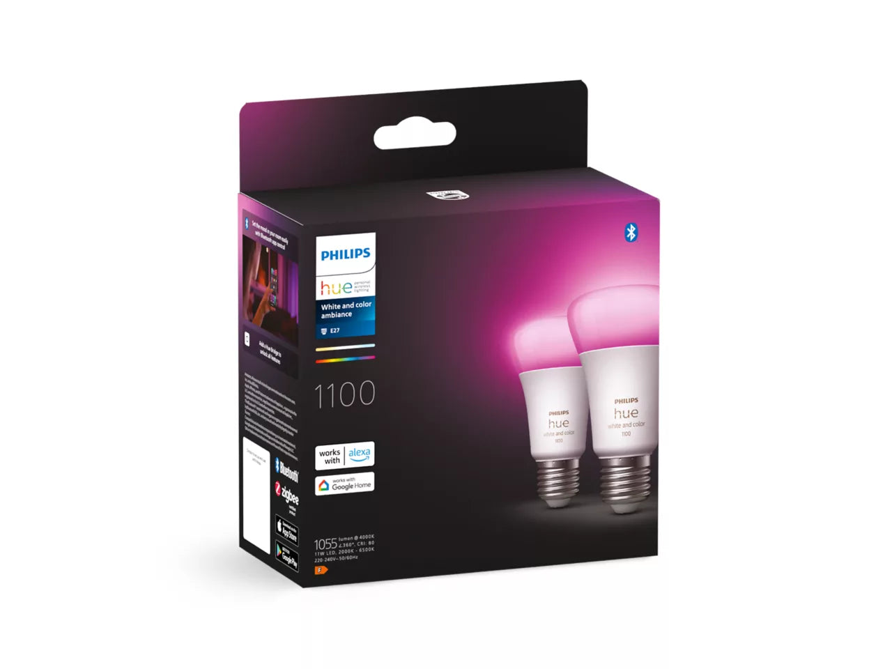 Hue 9W A60 E27 White and Color Ambiance x2 pack
