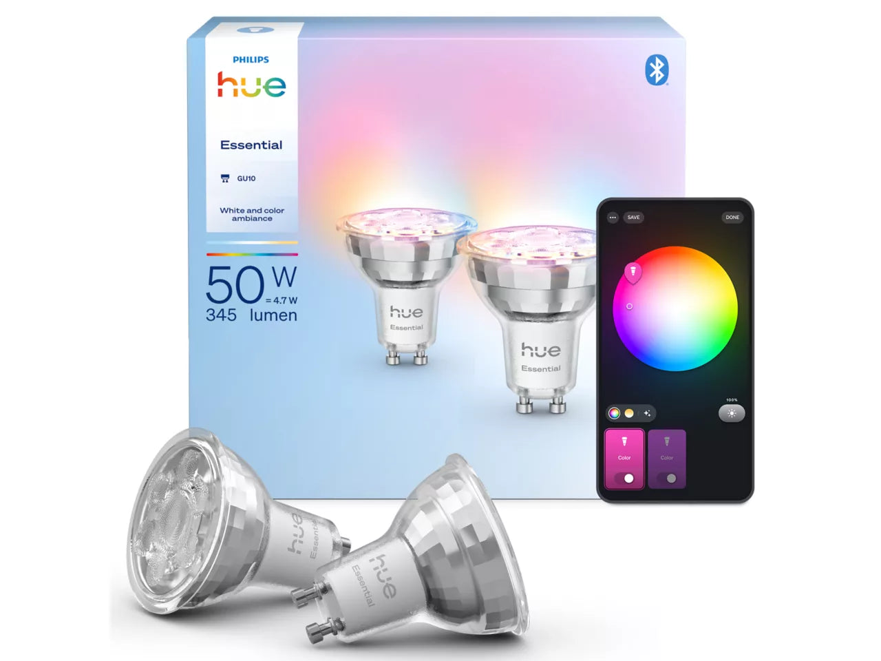 Essential GU10 – Smart Spot Light – 345 lm – 4.7 W – Pack of 2