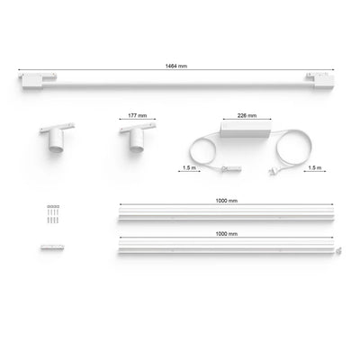 Hue Perifo wall 2 cyl spot 1 GT W base kit (2 spots, 1 light bar) White