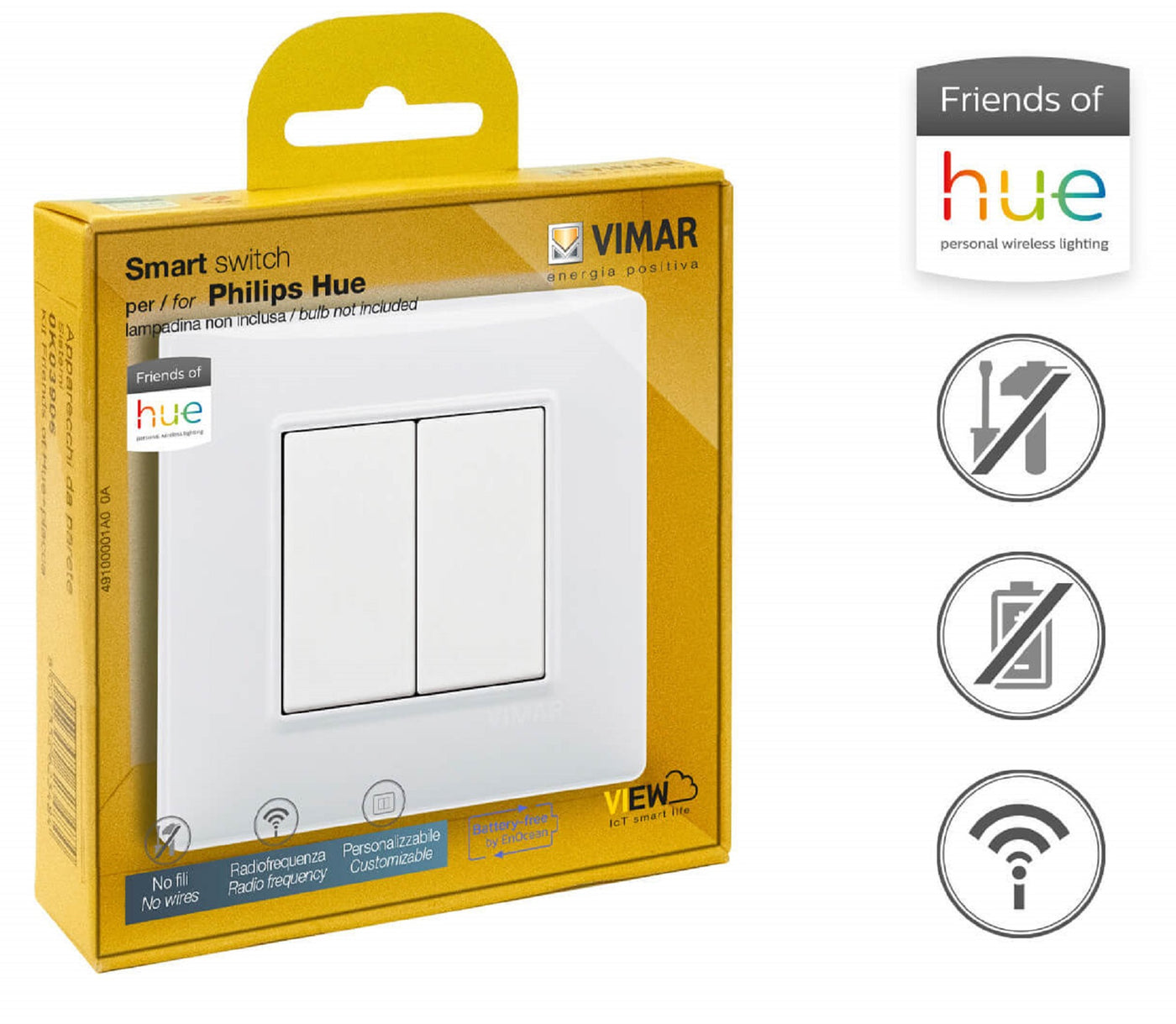 Vimar Hue Wireless Kinetic Switch - White